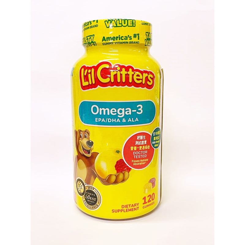 L'il Critters Omega 3 Dha Dietary Supplement Gummy Fish 120pcs