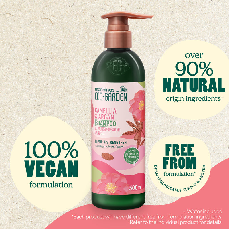 Mannings Eco-Garden Camellia & Argan Repair & Strengthen Shampoo 500ml
