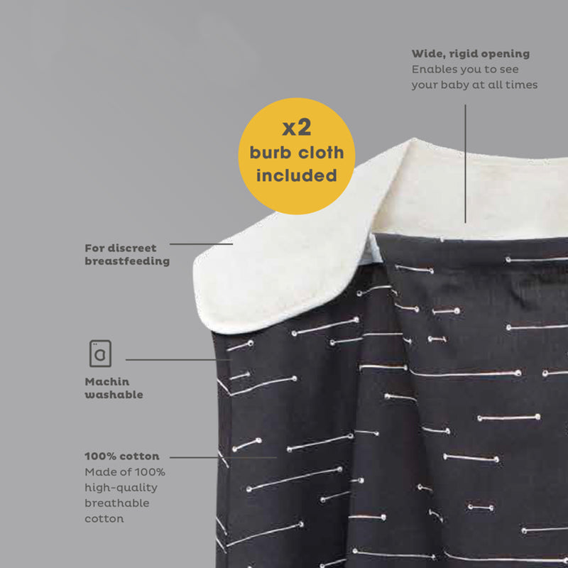 Simply Good Nursing Cover Duo White Lines On Grey 1pc