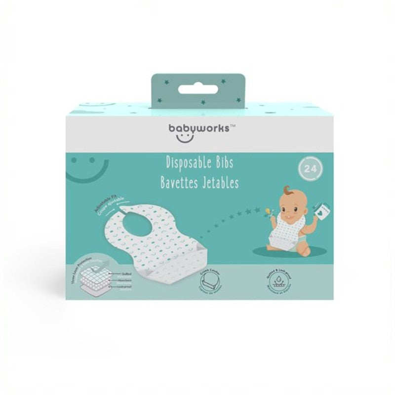 Babyworks Disposable Bibs Bavettes Jetables 24pcs