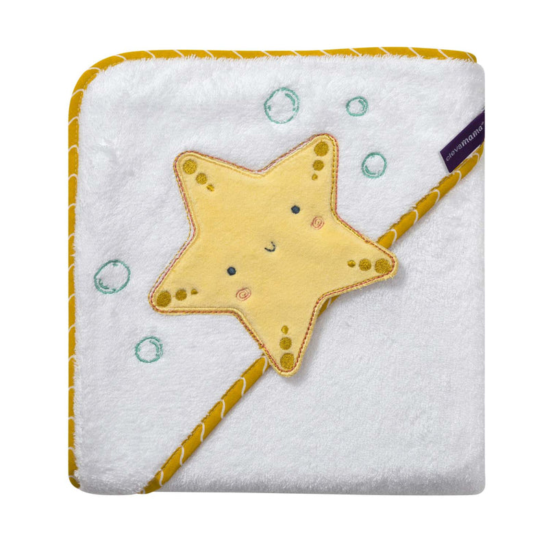 Clevamama Bamboo Apron Baby Bath Towel (White) 1pc