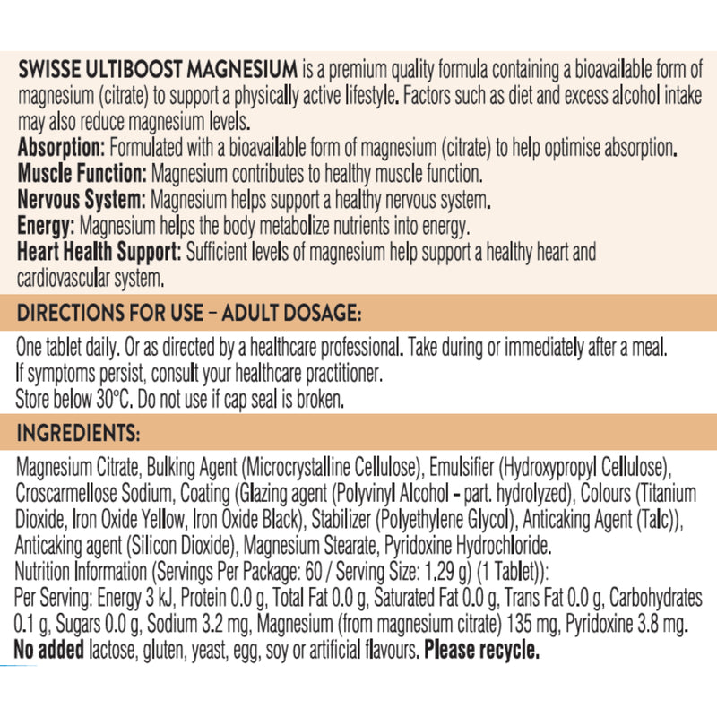 Swisse Ultiboost Magnesium 60pcs