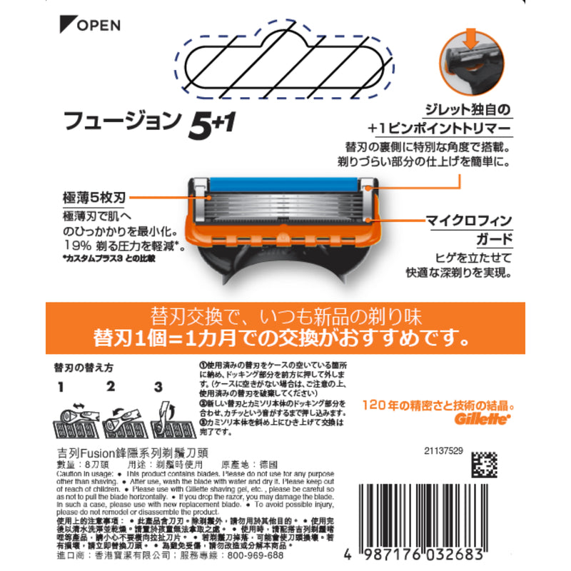 Gillette Fusion Manual Blades 8pcs