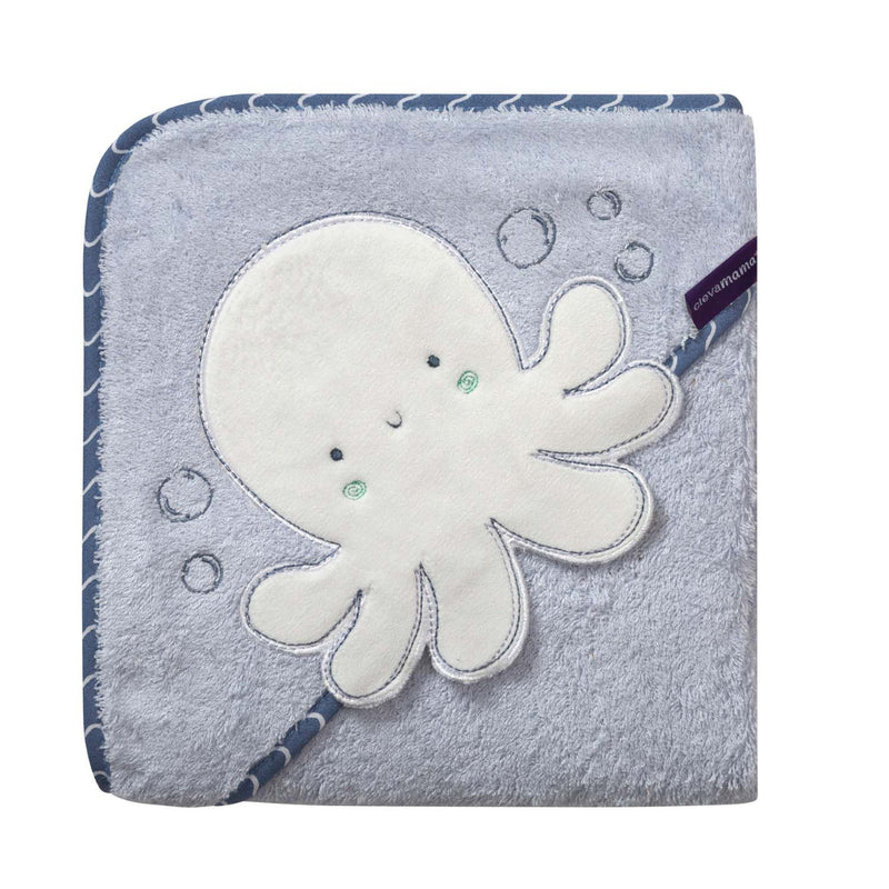 Clevamama Bamboo Apron Baby Bath Towel (Blue) 1pc