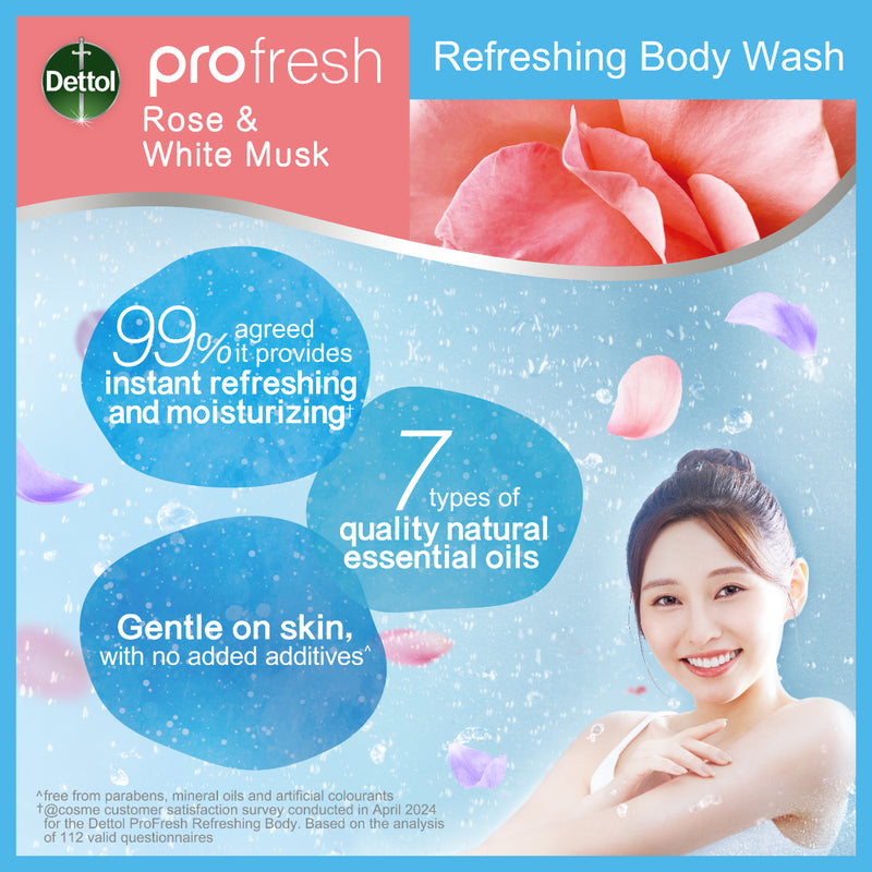 Dettol ProFresh Body Wash (Rose & White Musk) 900g x 2pcs