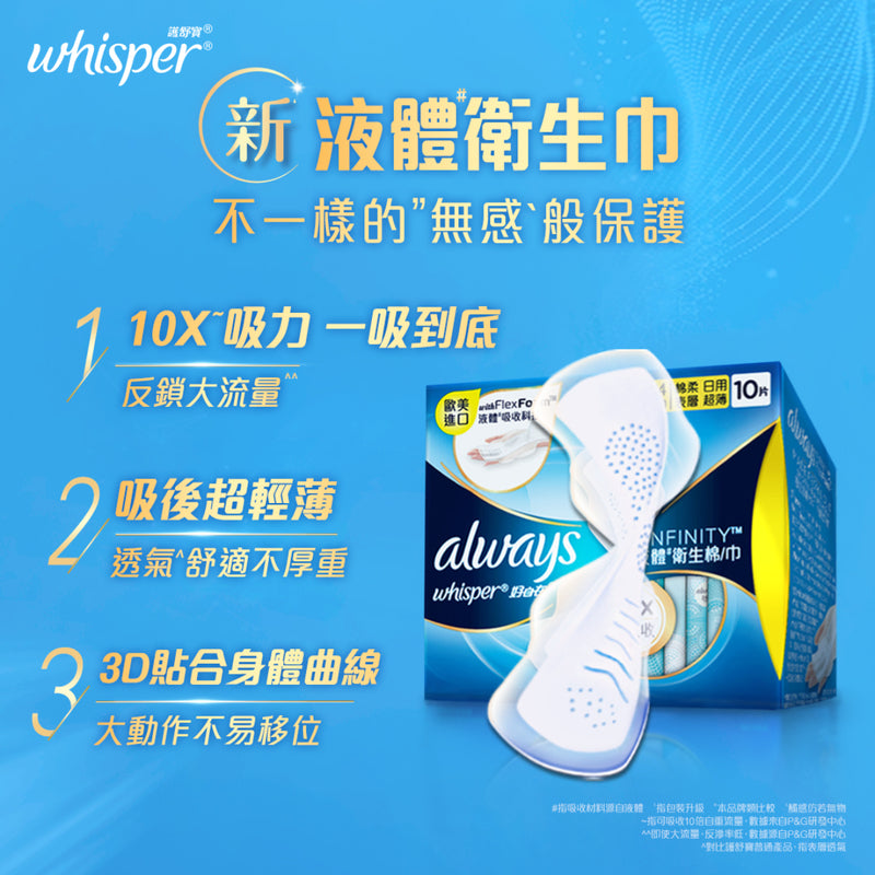 Whisper Liquid Pad Infinity Flexfoam Absorbent Day 24cm 36pcs Value Pack