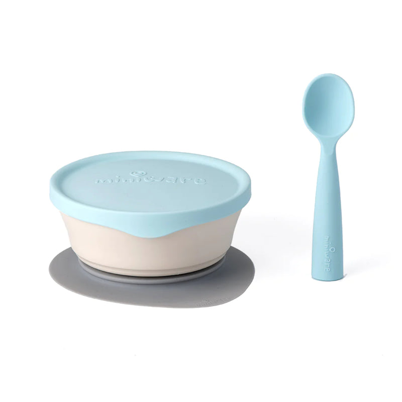 Miniware First Bite Set - Pla Cereal Suction Bowl (Vanilla + Aqua) 1pc