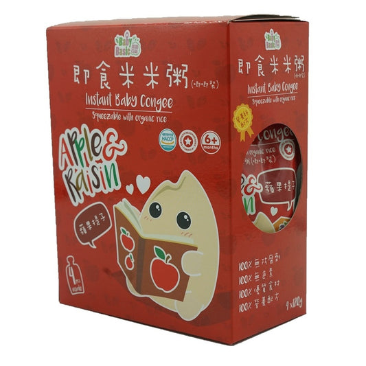 Baby Basic Instant Baby Congee - Squeeze with organic rice (Apple & Raisin) 120g x 4pcs