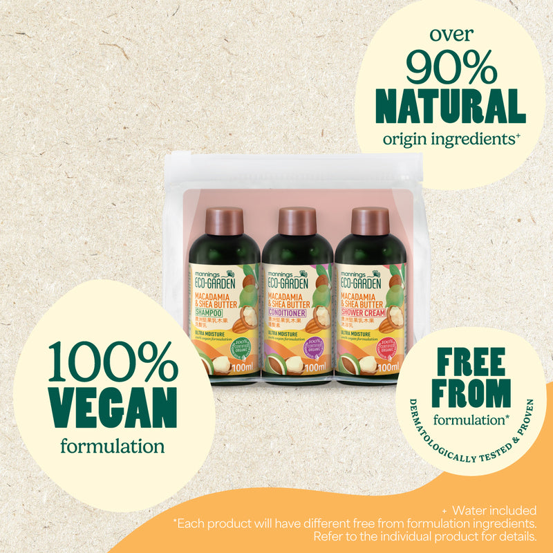 Mannings Eco-Garden Macadamia & Shea Butter Ultra Moisture Travel Set 100ml x 3pcs