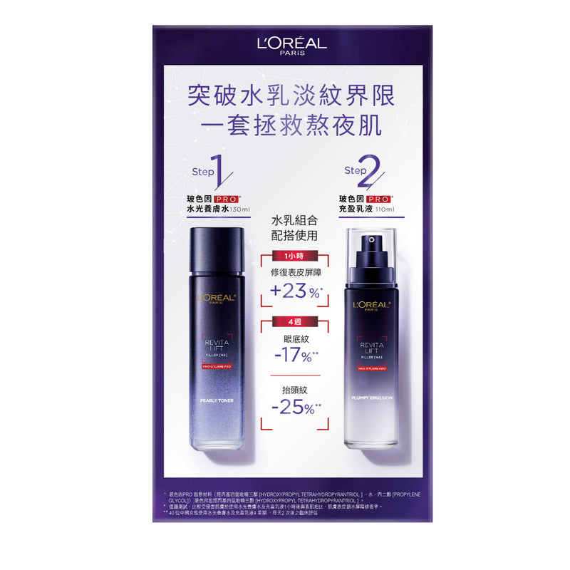 L'Oreal Paris Revitalift Filler [HA] Pro-Xylane PRO Toner & Emulsion Set 130ml + 110ml