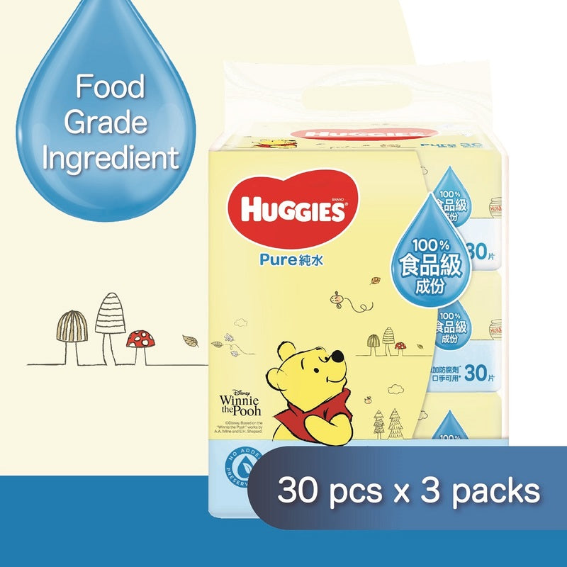 Huggies Pure Water Baby Wipes 30pcs x 3 Packs