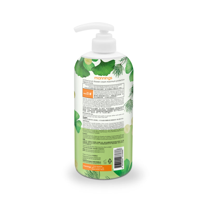 Mannings Antibacterial Shower Cream - Maximum Protection 1000ml