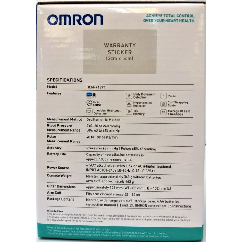Omron Blood Pressure Monitor HEM-7157T 1pc