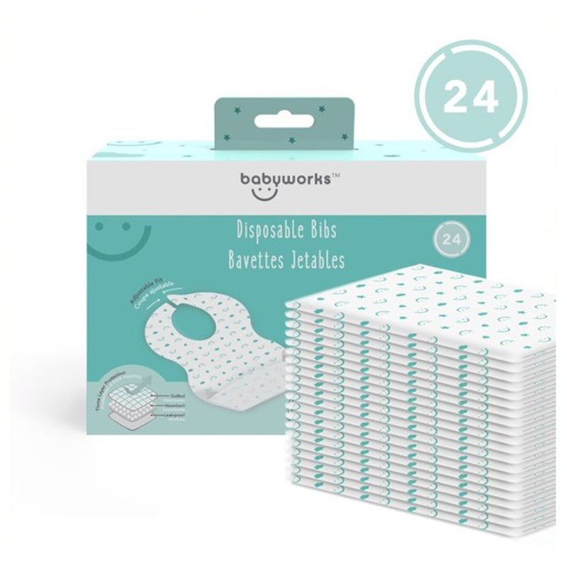 Babyworks Disposable Bibs Bavettes Jetables 24pcs