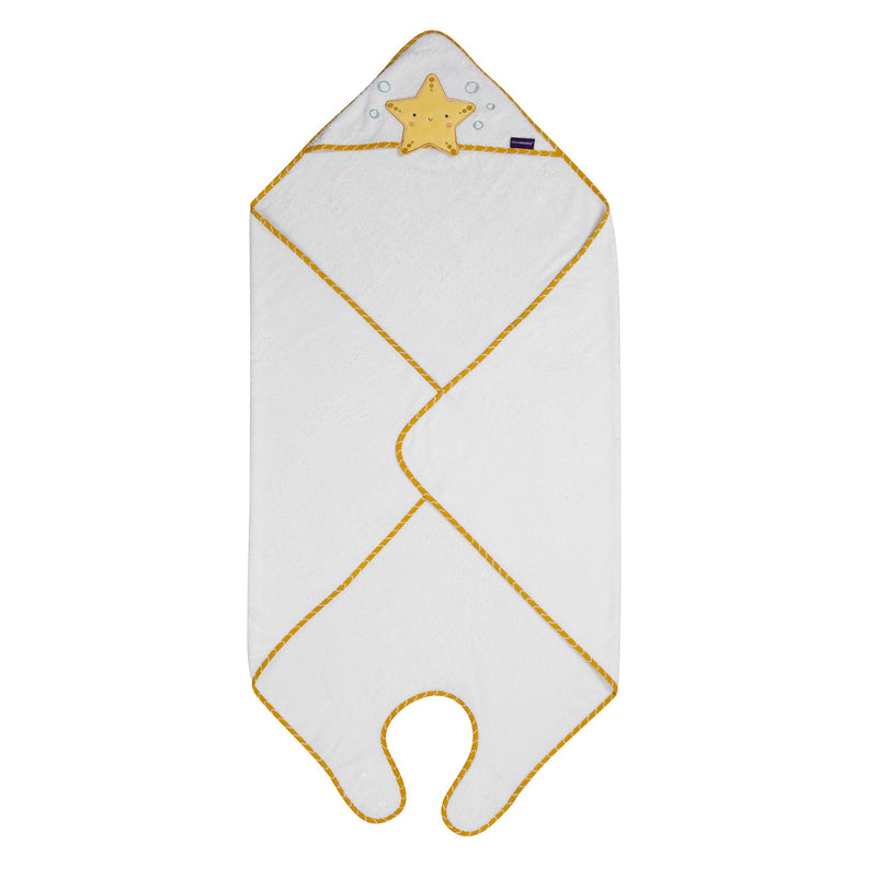 Clevamama Bamboo Apron Baby Bath Towel (White) 1pc