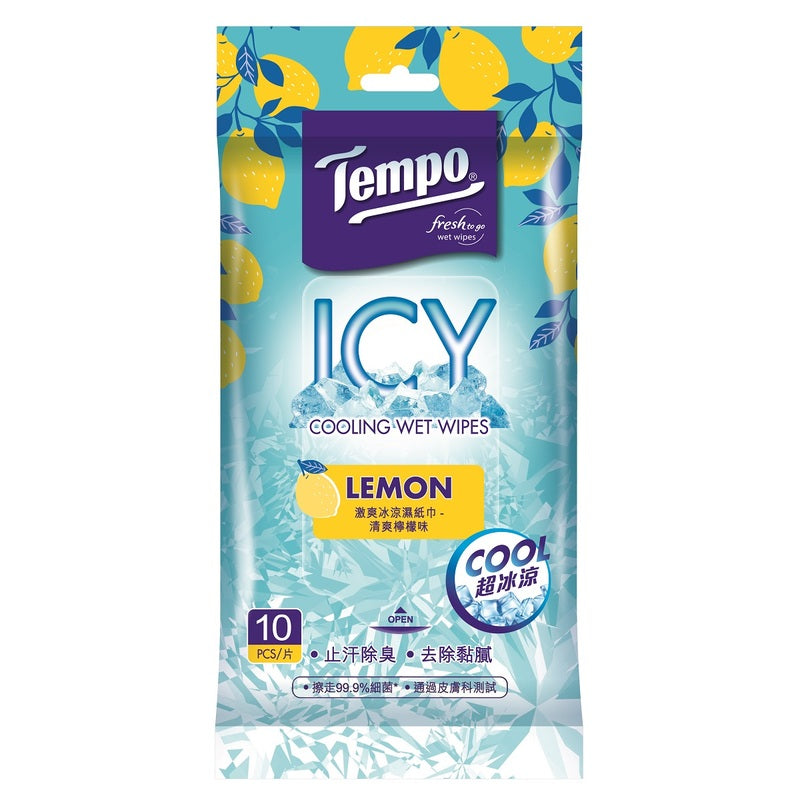 Tempo Icy Cooling Wet Wipes (Lemon) 10pcs