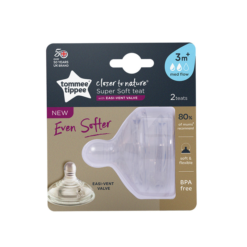 Tommee Tippee Closer to Nature Super Soft Teats 2pcs - Medium Flow