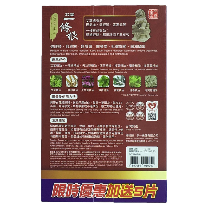 Jin Pai Yu Yi A.A.Yi Tiao Gen Essential Oils Plaster 10+5pcs