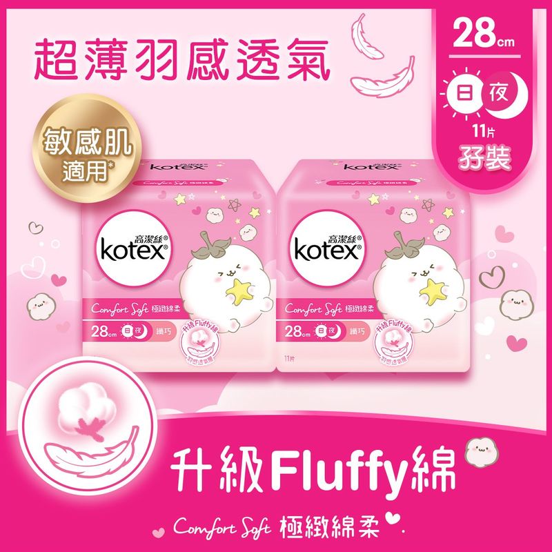 Kotex Comfort Soft Slim Wing 28cm 11pcs x 2 Bags