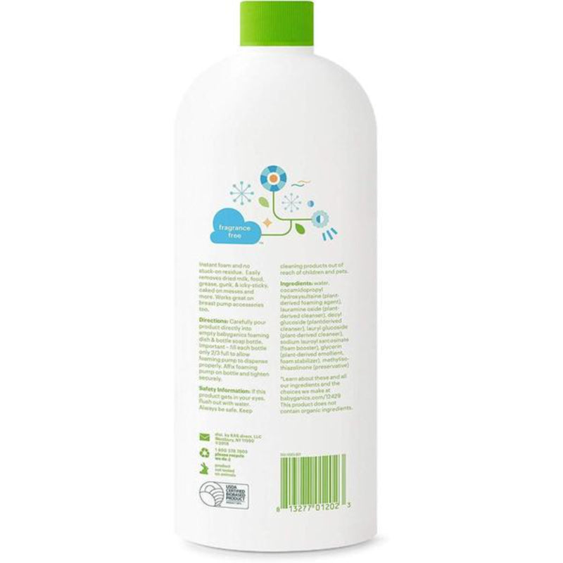 Babyganics foaming dish + bottle soap (Fragrance Free) 946ml + 473ml