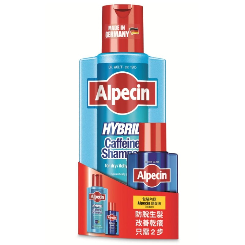 Alpecin Anti-Hair Loss Kit-Hybrid Caffeine Shampoo 375ml + Caffeine Liquid 75ml