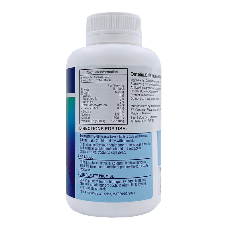 Ostelin Vitamin D & Calcium 250 Capsules
