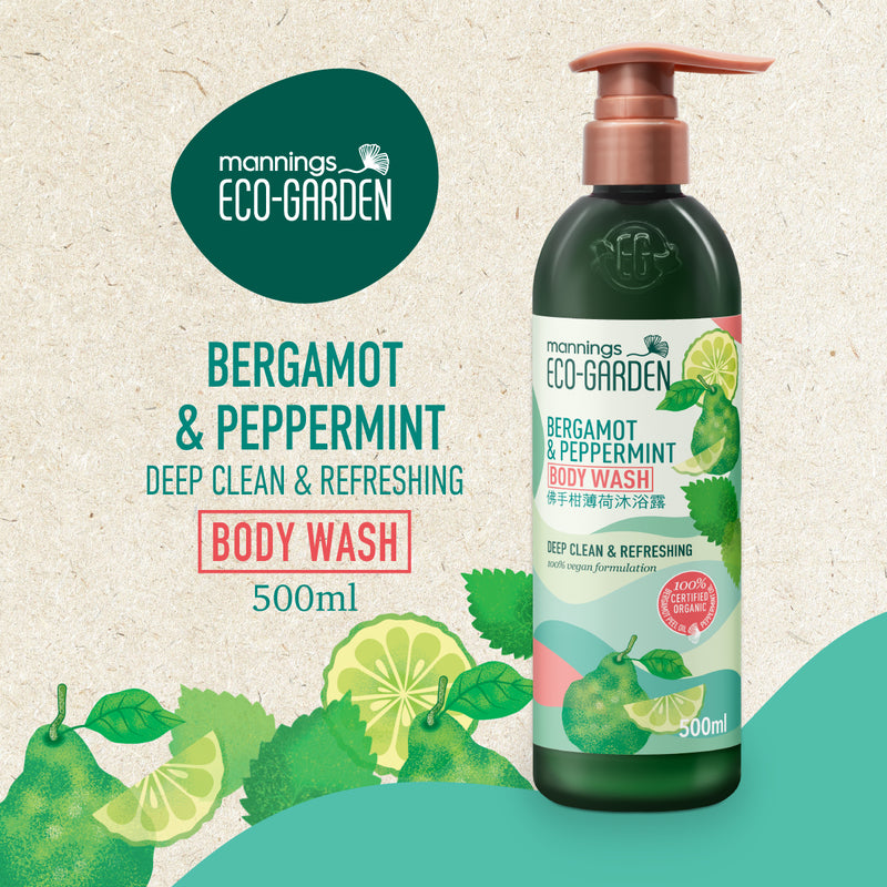 Mannings Eco-Garden Bergamot & Peppermint Deep Clean & Refreshing Body Wash 500ml