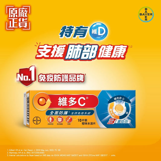 Redoxon Triple Action Orange Flavor Effervescent Tablets 10pcs