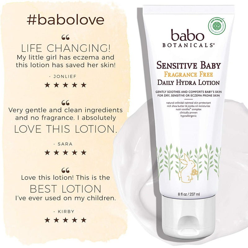 Babo Botanicals Sensitive Baby Fragrance Free Daily Hydra Lotion 237ml