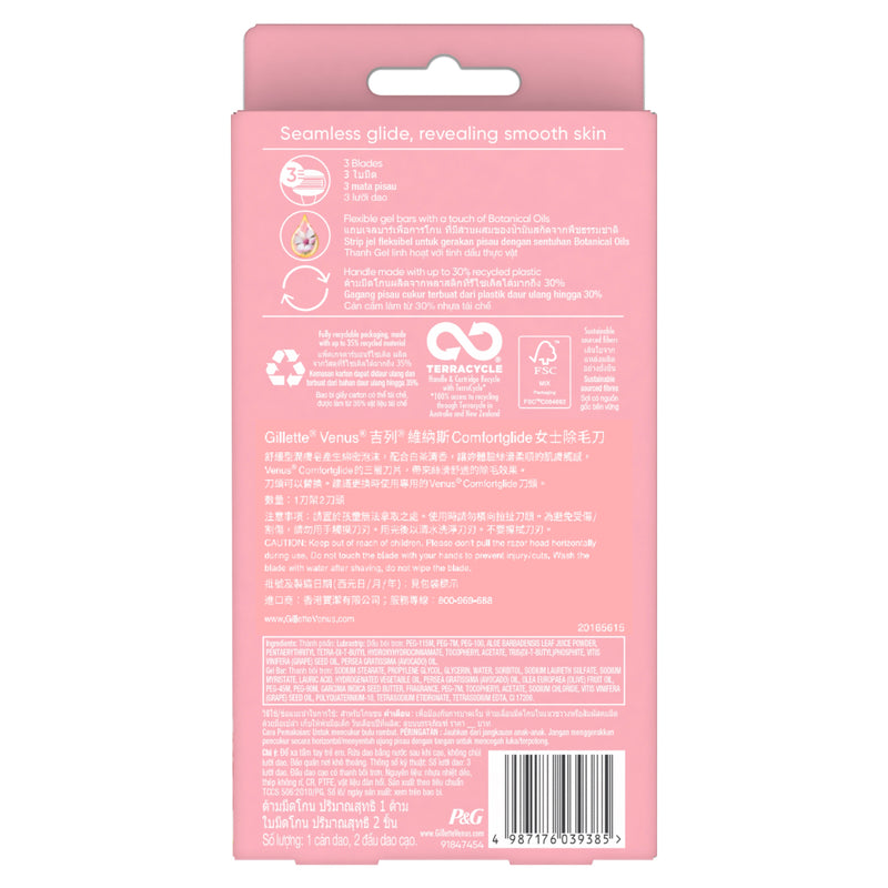Gillette Venus ComfortGlide White Tea Women's Razor 1pc + Blades 2pcs