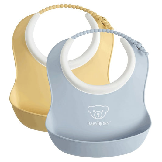 BabyBjorn Small Baby Bib - Powder Yellow 1pc + Powder Blue 1pc