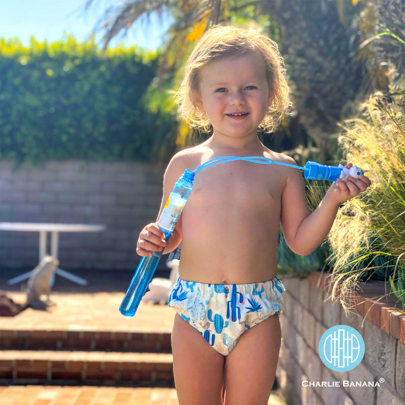 Charlie Banana 2-in-1 Swim Diaper & Training Pants Cactus Azul Medium 1pc
